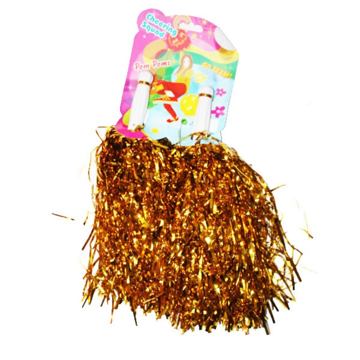 Pomponuri strălucitoare, auriu, 23cm, set 1 pereche