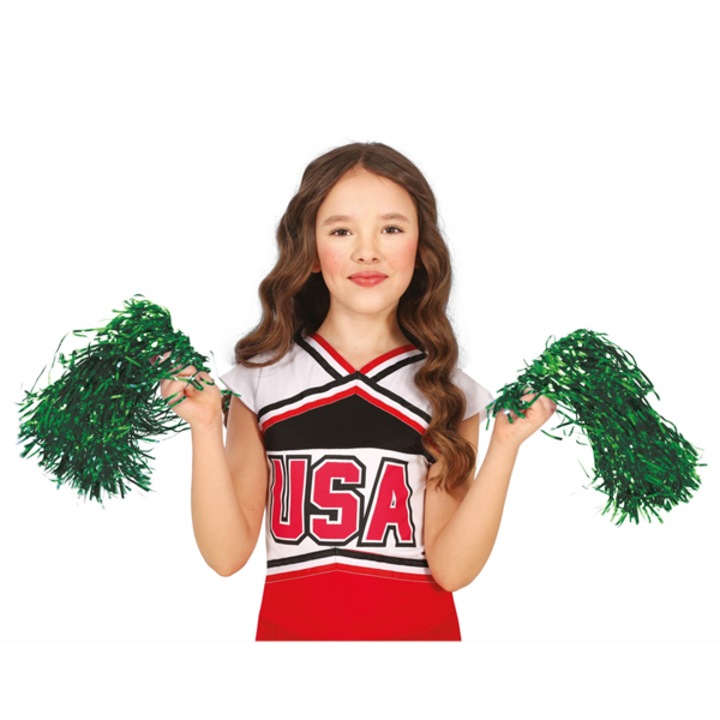 Pomponuri strălucitoare, Mezőfi Team Kft., 23cm, verde, set 1 pereche