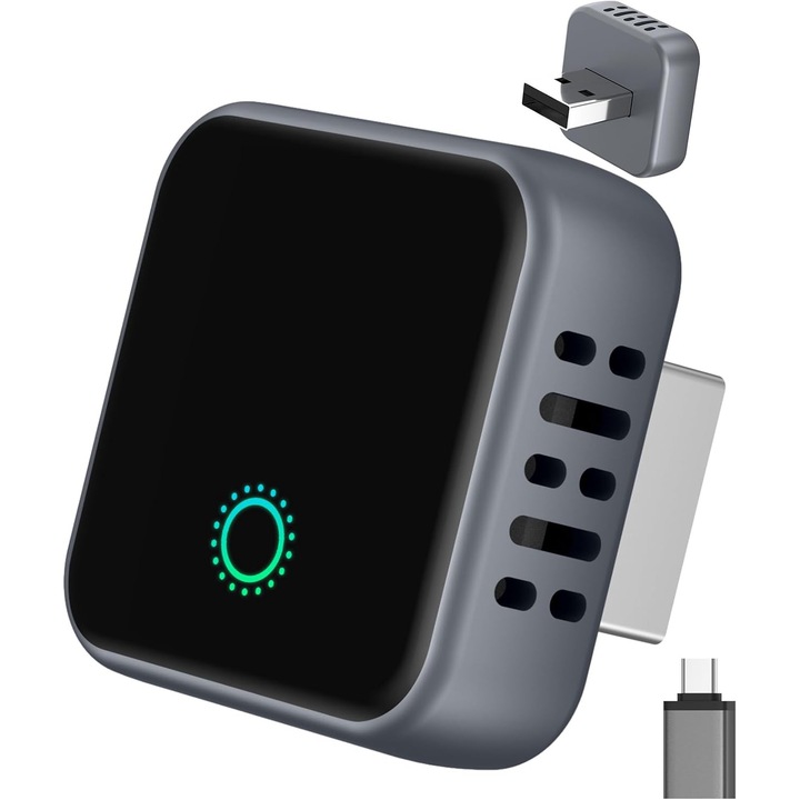 Адаптер за кола CarPlay/Android Auto Vetalux ®, Plug & Play свързване, двулентов Wi-Fi 2.4GHz/5GHz + Bluetooth, чипсет 2025 против смущения, стрийминг на музика, навигация Waze/Maps, USB & Type-C, ултра компактен, съвместим с iOS 10/Android 12