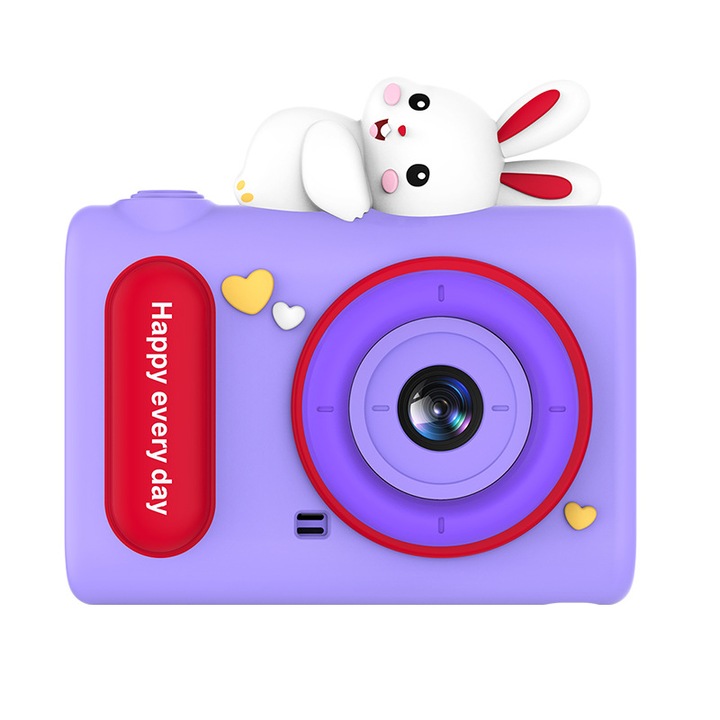 Aparat foto pentru copii Senzor de 48 megapixeli Video Full HD 1080p Zoom digital 8x Baterie de 400 mAh Functie temporizator Filtre foto Jocuri incorporate