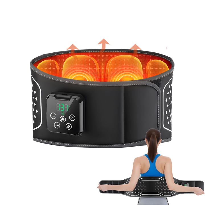 Centura Lombara cu Masaj si Incalzire Infrarosie – XGETOP® Relaxare pentru Spate, Talie si Abdomen, 5 Trepte de Intensitate