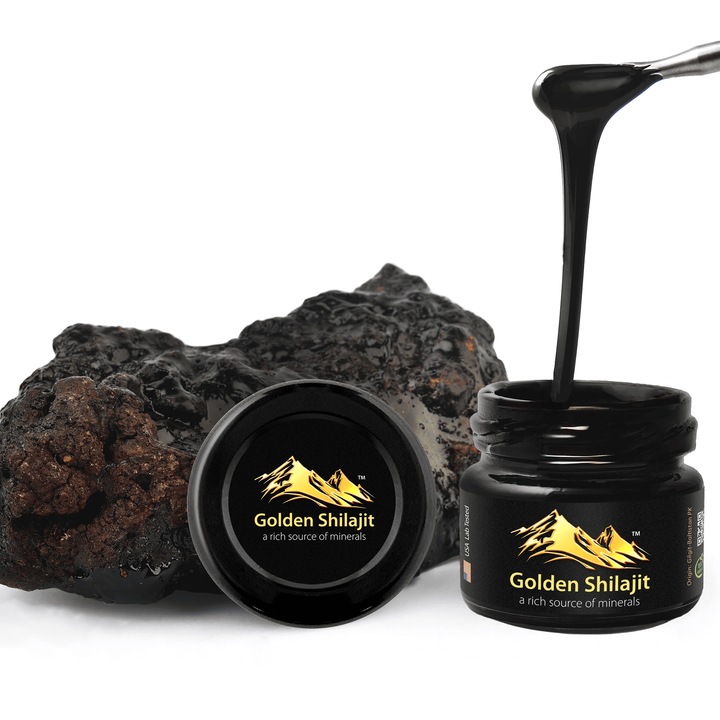 Златен Шиладжит 40г, Golden Shilajit, 100% чист, природен минерален комплекс, блока