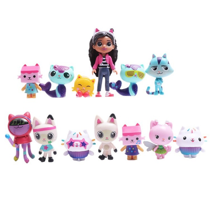 Комплект фигурки Gabby Dollhouse, 13 броя, PVC, 5.5x8см, за деца над 14 години