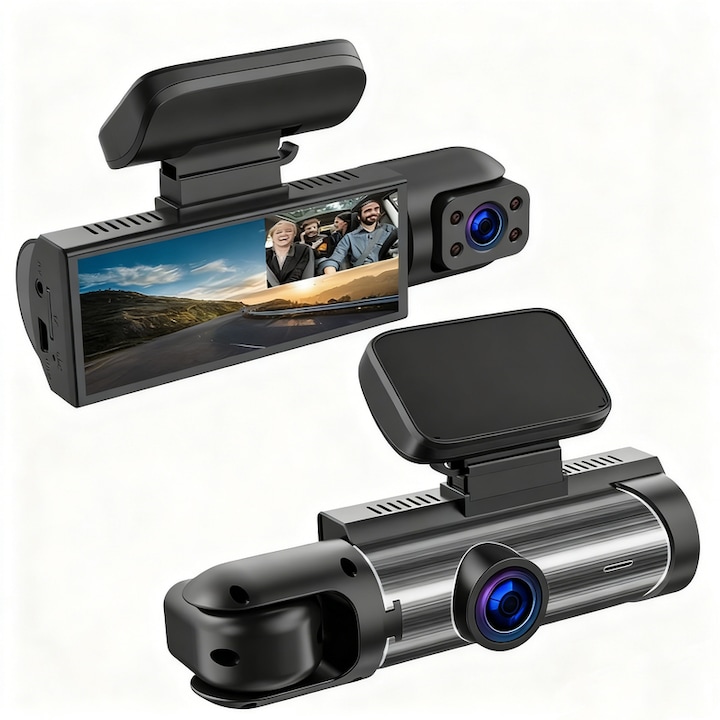 Camera auto DVR, dual-lens, inregistrare HD 1080P, viziune nocturna starlight, 360 grade