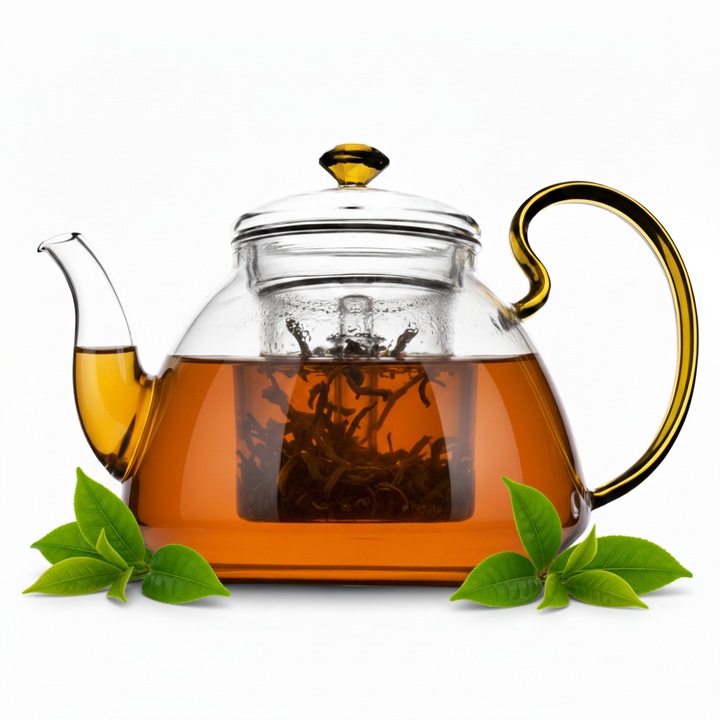 Üveg Teáskanna Szűrővel, Cebador Diamante, Hőálló Üveg, 1200 ml