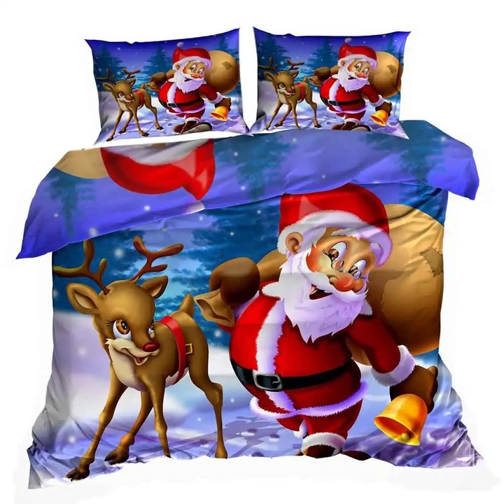 3D ágyneműhuzat, Galeria Poscieli, WESOLY MIKOLAJ, 160x200cm, 2x 70x80cm, többszínű