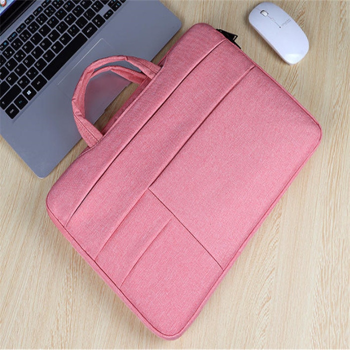 Geanta laptop portabila, 13-14-15'' inch, captusit interior cu microfibra, Tampa de bumbac perlat ingrosat, impermeabila, pentru notebook, ultrabook, 40×28×3cm, Roz