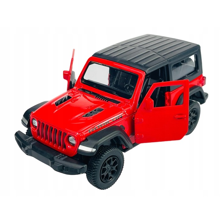 Gyűjthető kisautó, RMZ City, Jeep Wrangler Rubicon, gumikerekek, 11cm, piros