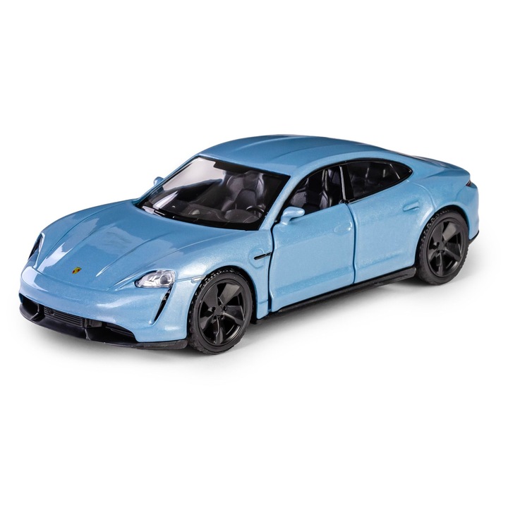 Fém játékautó, Porsche Taycan Turbo S, RMZ, kék, 12x5,5cm