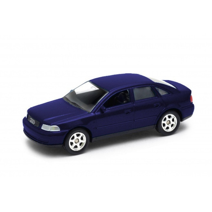 Masina de colectie metalica Audi A4 B5, Welly, scara 1:60, albastru, 6, 5 cm