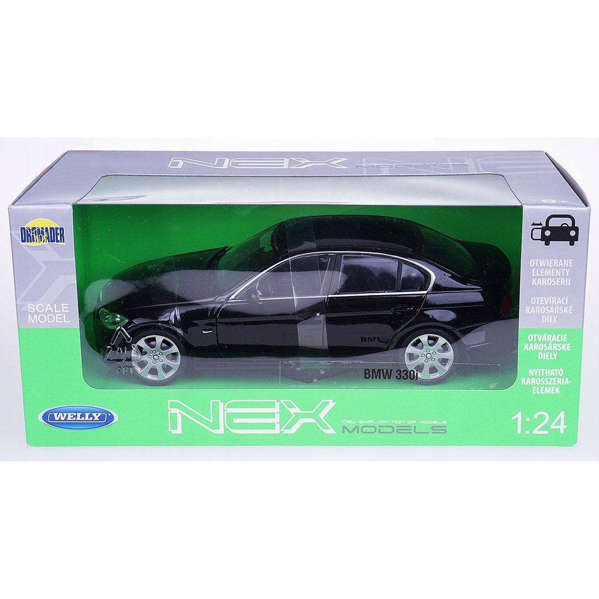 Masina de jucărie, Welly, BMW 330i, metal, negru, 1:24, 17
