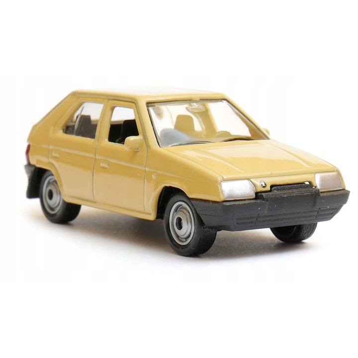 Fém játékautó Skoda Favorit, Welly, 1:60, Bézs, 7x3cm