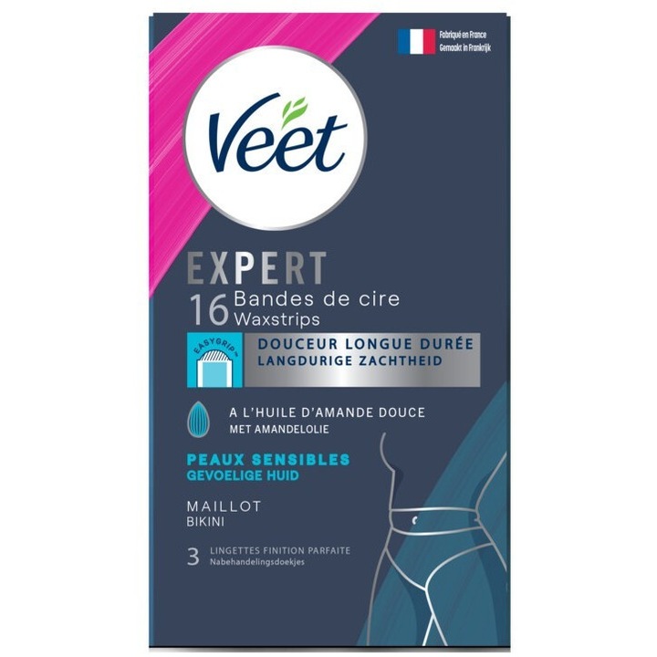 Veet Cold Hair Removal Strips szőrtelenítő gyantacsík – Sensitive Bikini 16 db