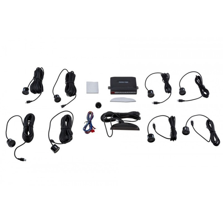 Set Senzori De Parcare Universal:/8 Senzori De Culoare Neagra, Afisaj Digital Lcd Cu Buzzer Incorporat, Unitate De Control