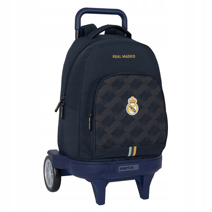 Rucsac Safta Real Madrid, 33L, 45x33x22cm, cu roți mari, maner telescopic
