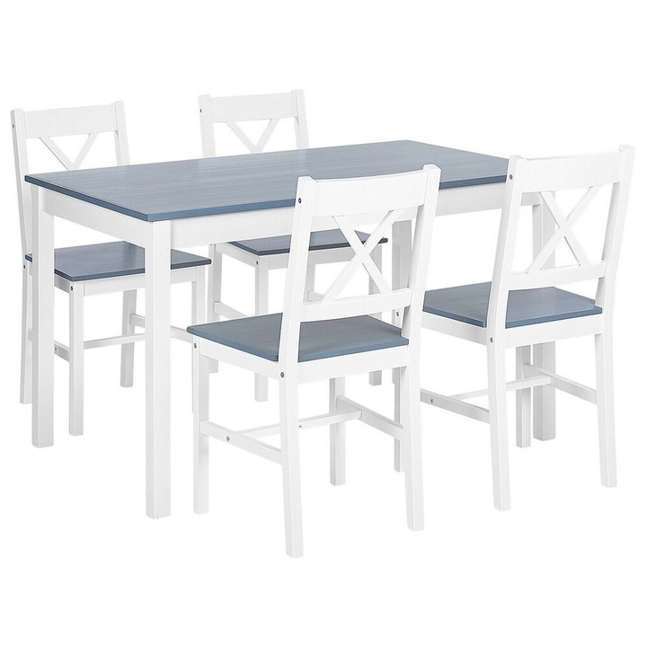 Set de dinning Moana Lemn de pin Alb cu 4 locuri