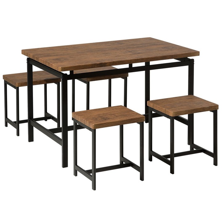 Set de dinning Arlington Maro inchis cu 4 locuri