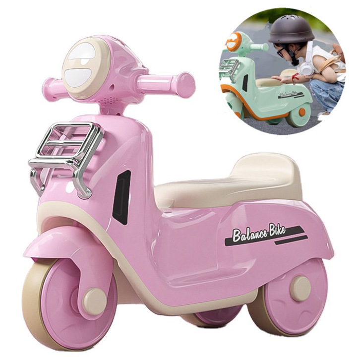 Motocicleta pentru copii Zivoo, Artnico, 3 roti, efecte luminoase si sonore, roz, 56x25x46cm