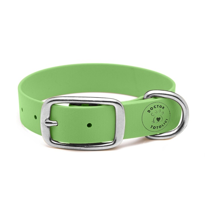 Zgarda Daily din Biothane Doctor Totolici, culoare Pastel Green, marime M (32- 40 cm)