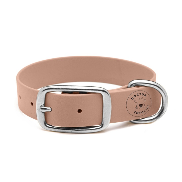 Zgarda Daily din Biothane Doctor Totolici, culoare Nude, marime XL (44- 52 cm)