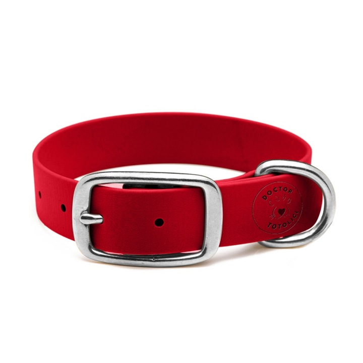 Zgarda Daily din Biothane Doctor Totolici, culoare Red Touch, marime XXL (50 - 58 cm)