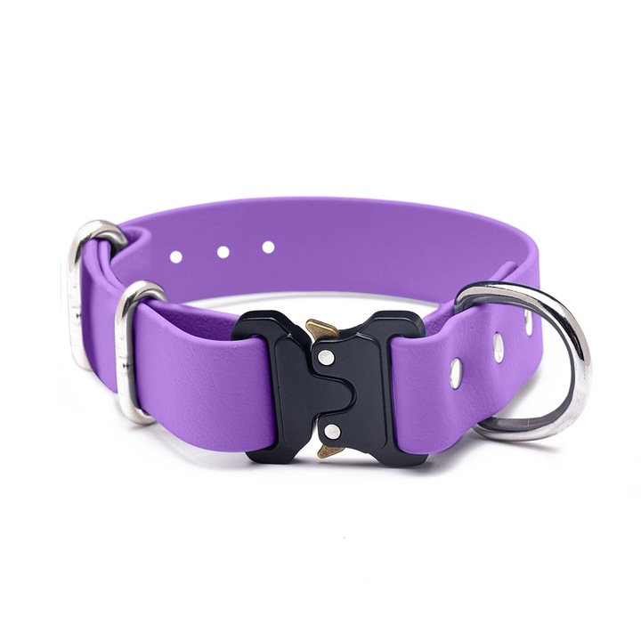 Zgarda Quick Release din Biothane Doctor Totolici, culoare Amethyst Orchid, marime M (28 - 38 cm)