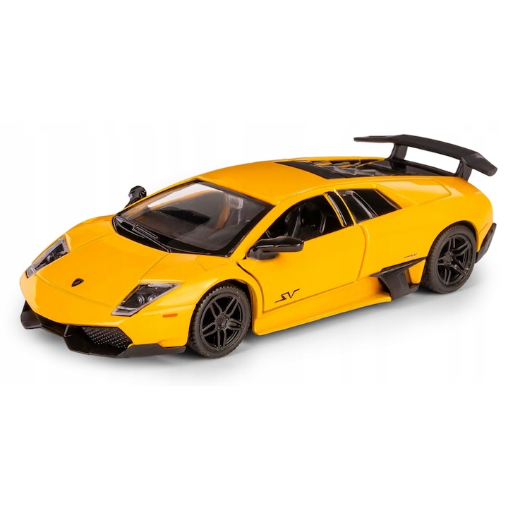 RMZ Lamborghini Murcielago LP 670-4 játékautó, sárga, 12 cm, autentikus részletek