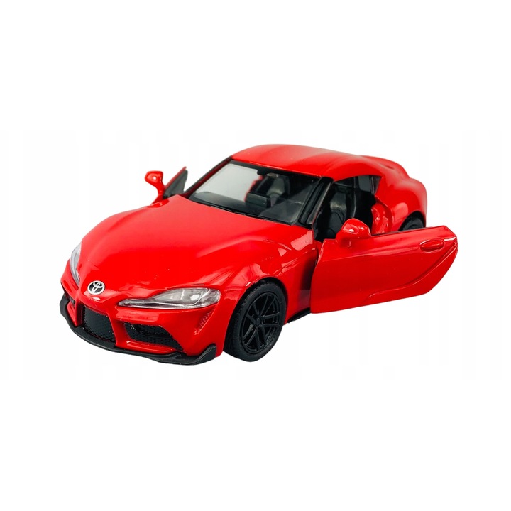 Fém autó RMZ City Toyota Supra, piros, 12.5cm, működő ajtók, gumiabroncsok