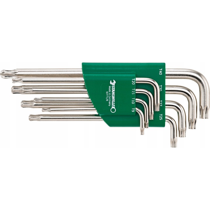 Set Chei Torx Lungi, Stahlwille, T9-T40, 8 Bucati, Cap Sferic