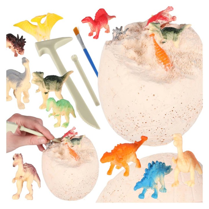 Set arheologic oua de dinozaur cu 12 figurine pentru excavatii