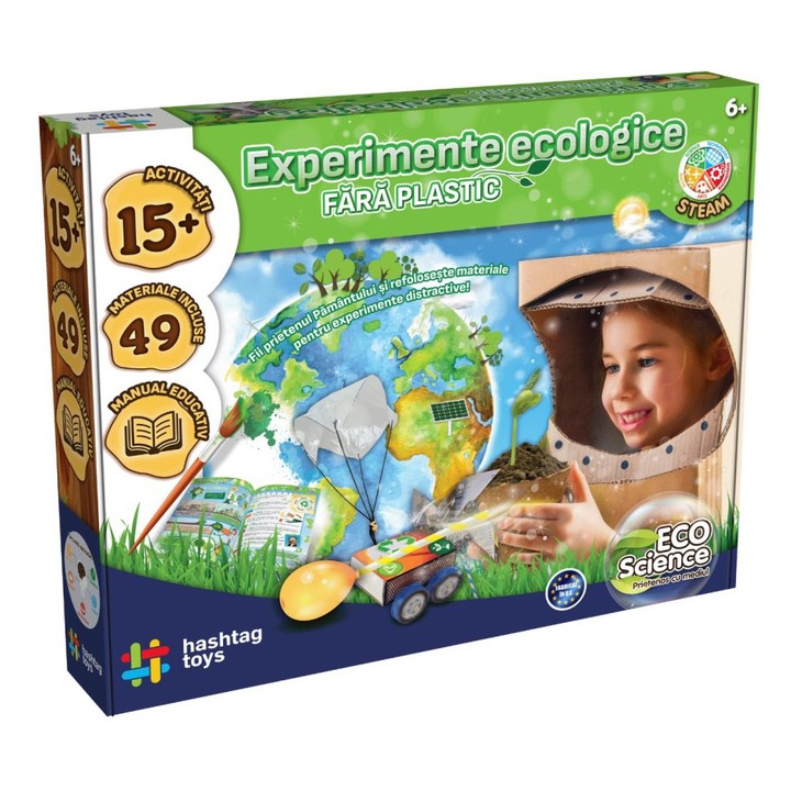 Set experimente ecologice, Viva Toys, 55 piese, multicolor, pentru 6 ani