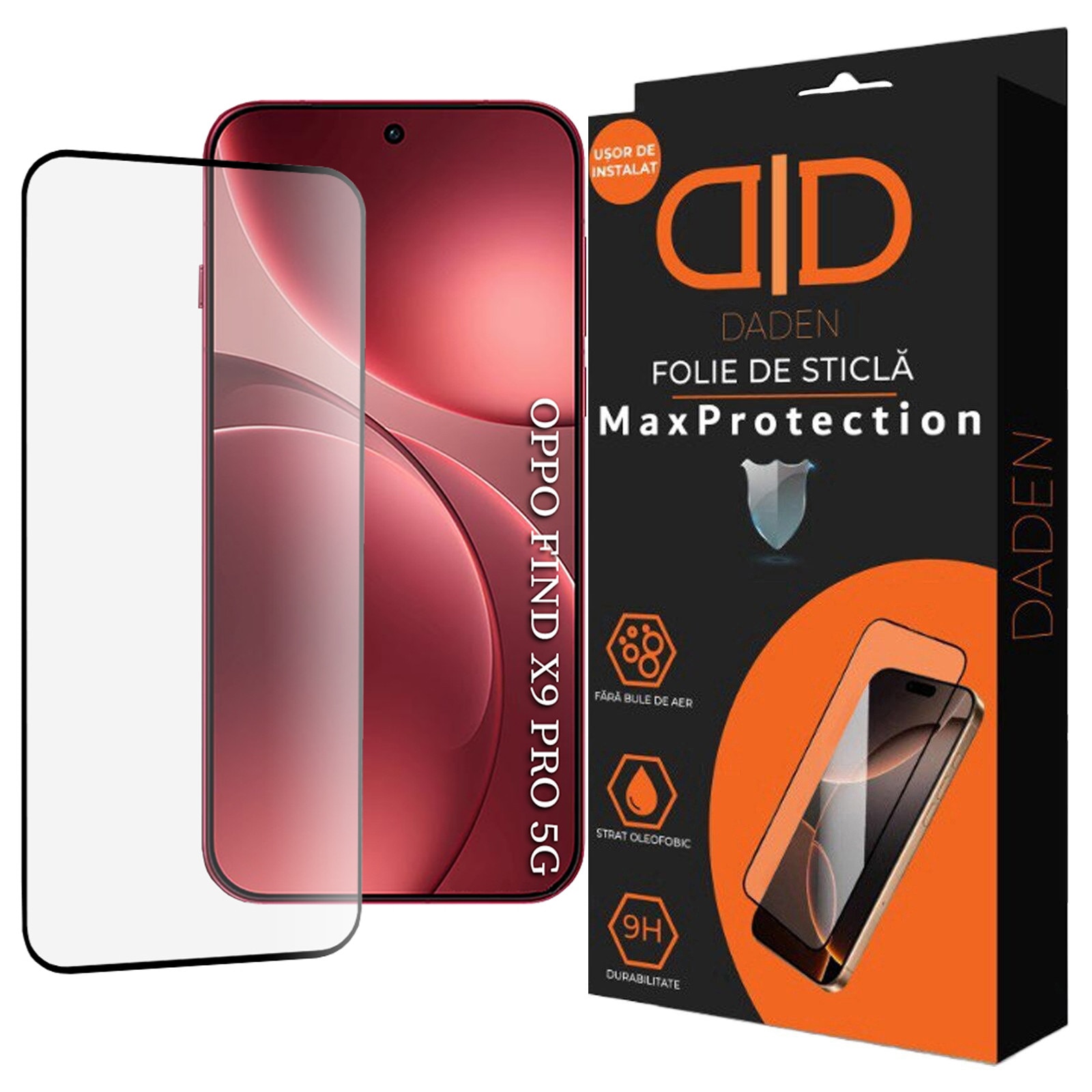 Folie Sticla Daden pentru Oppo Find X9 Pro, Full Cover, Transparenta, 9H, 0, 3mm