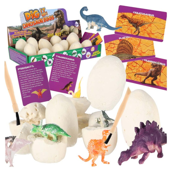 Set arheologic cu 12 oua de dinozaur pentru excavatii