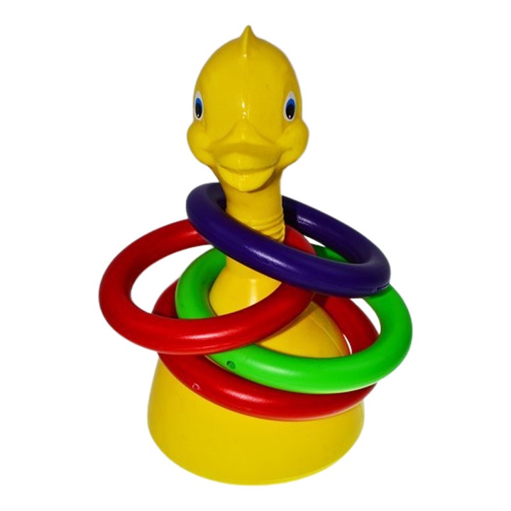 Jucarie educativa, ratusca cu 4 cercuri, 30 x 15 cm, Mini Junior R2011, Multicolor