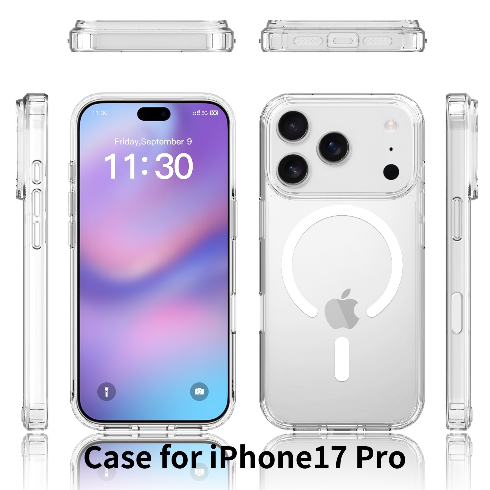 Husa de Protectie, Compatibila cu iPhone 17 Pro, Omelivon, MagSafe, Incarcare Wireless, Antisoc, Margini Ridicate pentru Protectia Ecranului si a Camerelor, Transparent