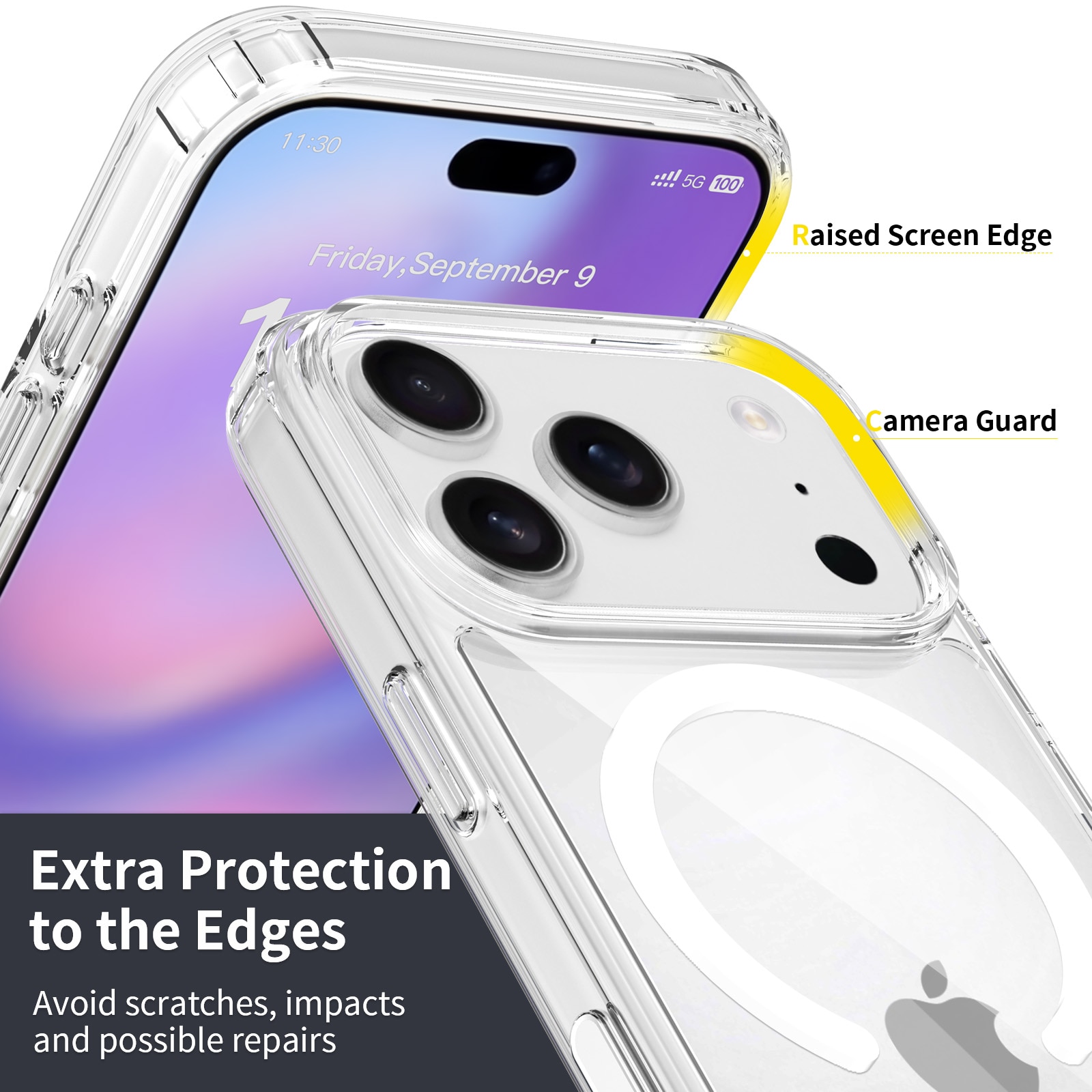 Husa de Protectie, Compatibila cu iPhone 17 Pro, Omelivon, MagSafe, Incarcare Wireless, Antisoc, Margini Ridicate pentru Protectia Ecranului si a Camerelor, Transparent