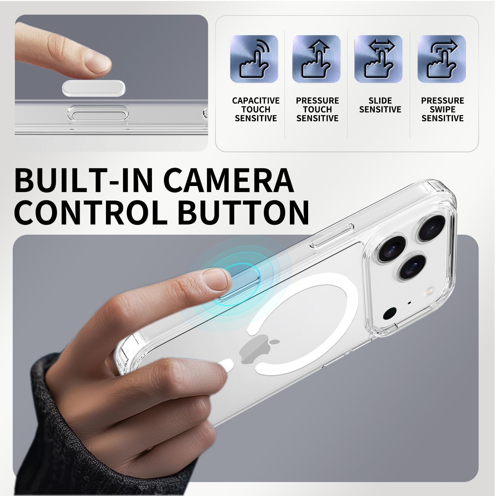 Husa de Protectie, Compatibila cu iPhone 17 Pro, Omelivon, MagSafe, Incarcare Wireless, Antisoc, Margini Ridicate pentru Protectia Ecranului si a Camerelor, Transparent