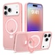 Husa de protectie pentru iPhone 17 Pro Max, Omelivon, MagSafe, Suport pentru inel, Margini ridicate pentru protectia ecranului, Anti-Soc, TPU Moale + PC Dur, Spate Semitransparent, Roz deschis