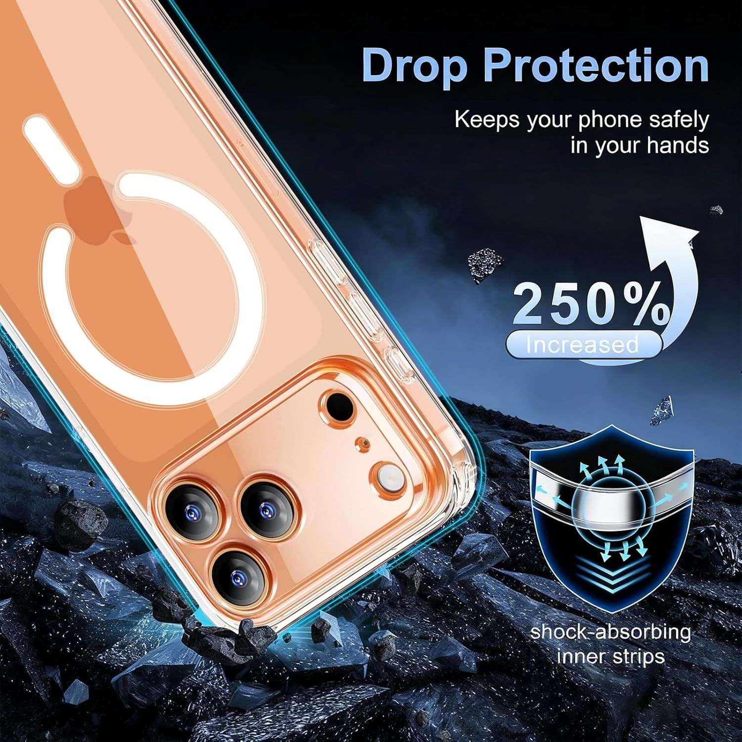 Husa pentru iPhone 17 Pro, cu MagSafe, Protectie Militara Anti-Soc, Anti-Ingalbenire, Incarcare Wireless, Transparenta