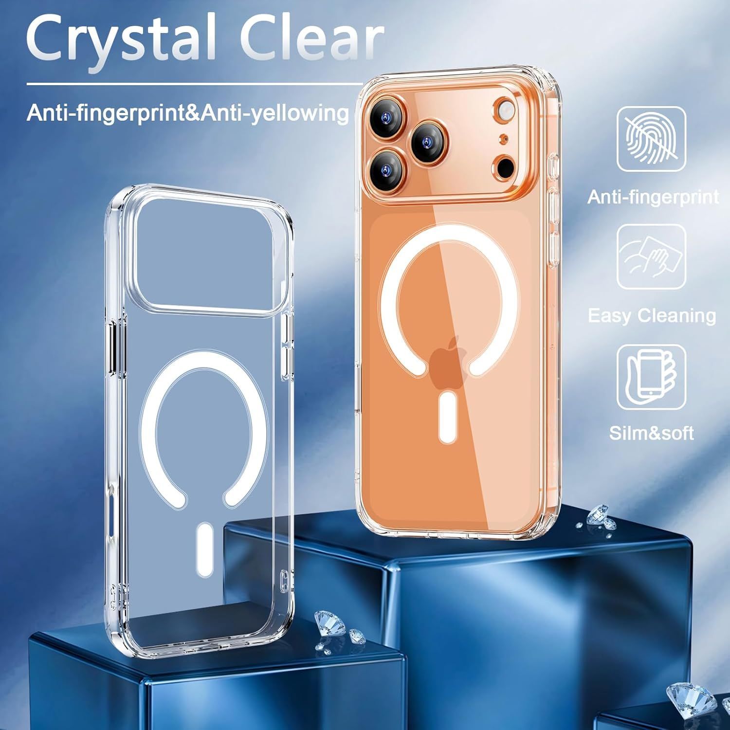 Husa pentru iPhone 17 Pro, cu MagSafe, Protectie Militara Anti-Soc, Anti-Ingalbenire, Incarcare Wireless, Transparenta