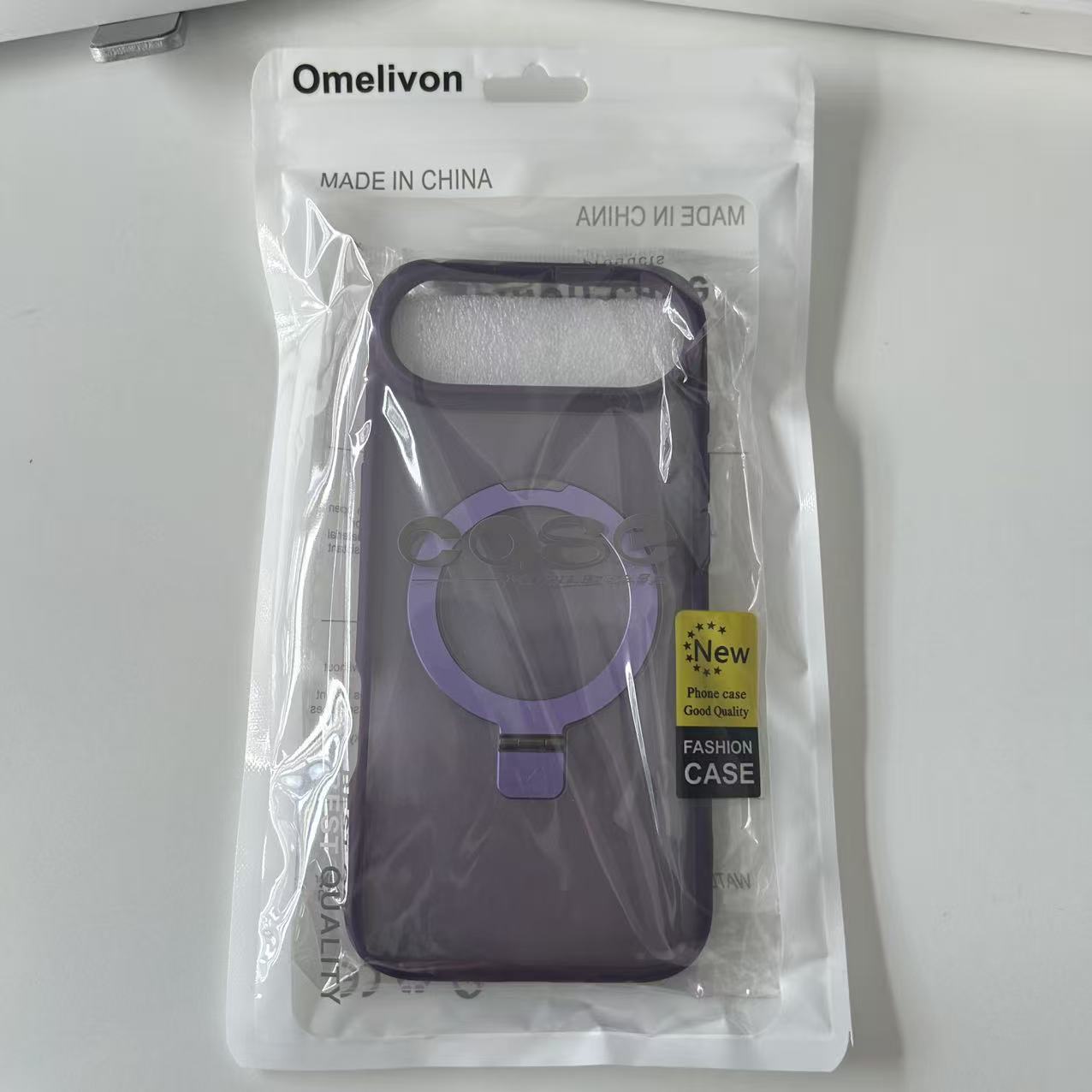 Husa de protectie pentru iPhone 17 Air, Omelivon, MagSafe, Suport pentru inel, Margini ridicate pentru protectia ecranului, Anti-Soc, TPU Moale + PC Dur, Spate Semitransparent, Violet inchis