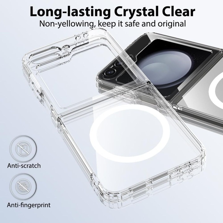 Калъф за Samsung Galaxy Z Flip 7 FE / Flip 6, Тънък, Удароустойчив, Против пожълтяване, Прозрачен