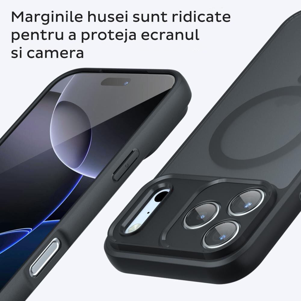 Husa pentru Apple iPhone 17 Pro Max Daden PureFrost MagSafe, Incarcare wireless, Protectie sporita, Anti-amprenta, Negru fumuriu