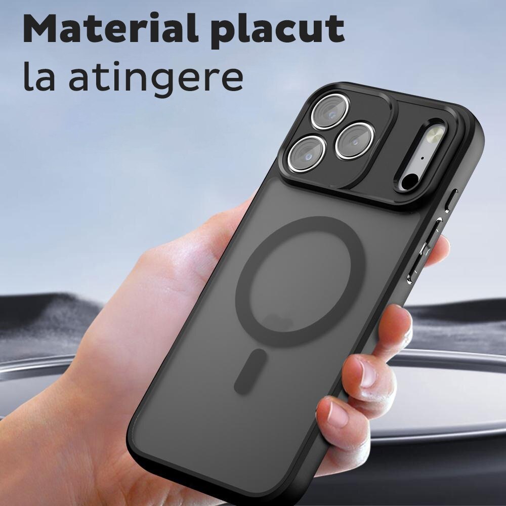 Husa pentru Apple iPhone 17 Pro Max Daden PureFrost MagSafe, Incarcare wireless, Protectie sporita, Anti-amprenta, Negru fumuriu