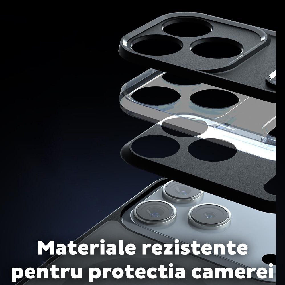 Husa pentru Apple iPhone 17 Pro Max Daden PureFrost MagSafe, Incarcare wireless, Protectie sporita, Anti-amprenta, Negru fumuriu