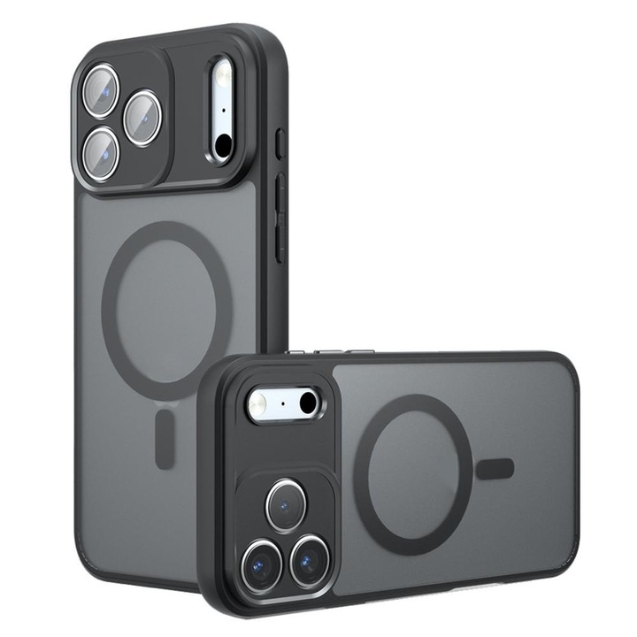 Husa pentru Apple iPhone 17 Pro Max Daden PureFrost MagSafe, Incarcare wireless, Protectie sporita, Anti-amprenta, Negru fumuriu