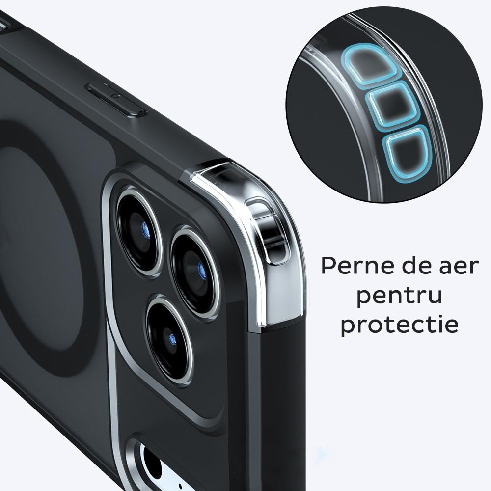 Husa pentru Apple iPhone 17 Pro Max Daden PureFrost MagSafe, Incarcare wireless, Protectie sporita, Anti-amprenta, Negru fumuriu