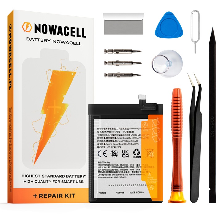 NOWACELL BLP673 4230mAh akkumulátor alkalmazáskészlettel Oppo A3S/AX5/A31/A12/A11/A11K telefonokhoz