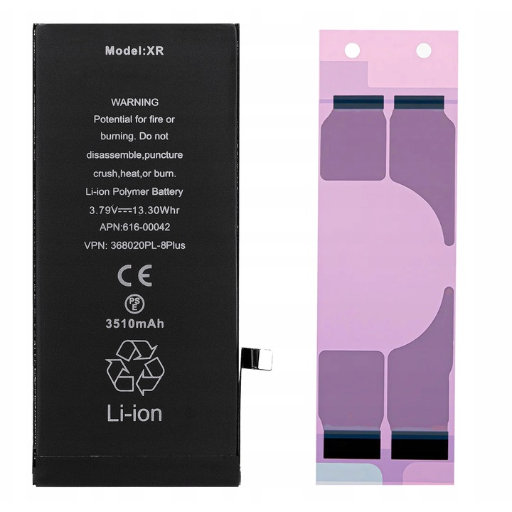 Akkumulátor iPhone XR-hez, megnövelt kapacitással, 3510 mAh, Nowacell