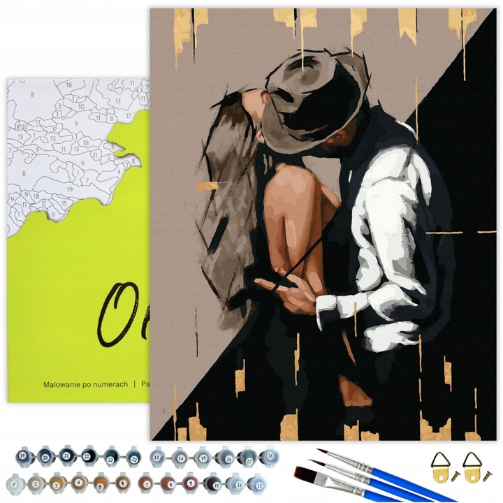 Комплект за рисуване по номера за жени с рамка, 50x40 см - "Страстно изкуство" - 32 акрилни цвята, всички материали включени, идеален подарък за творчески хобита Oh Art!®